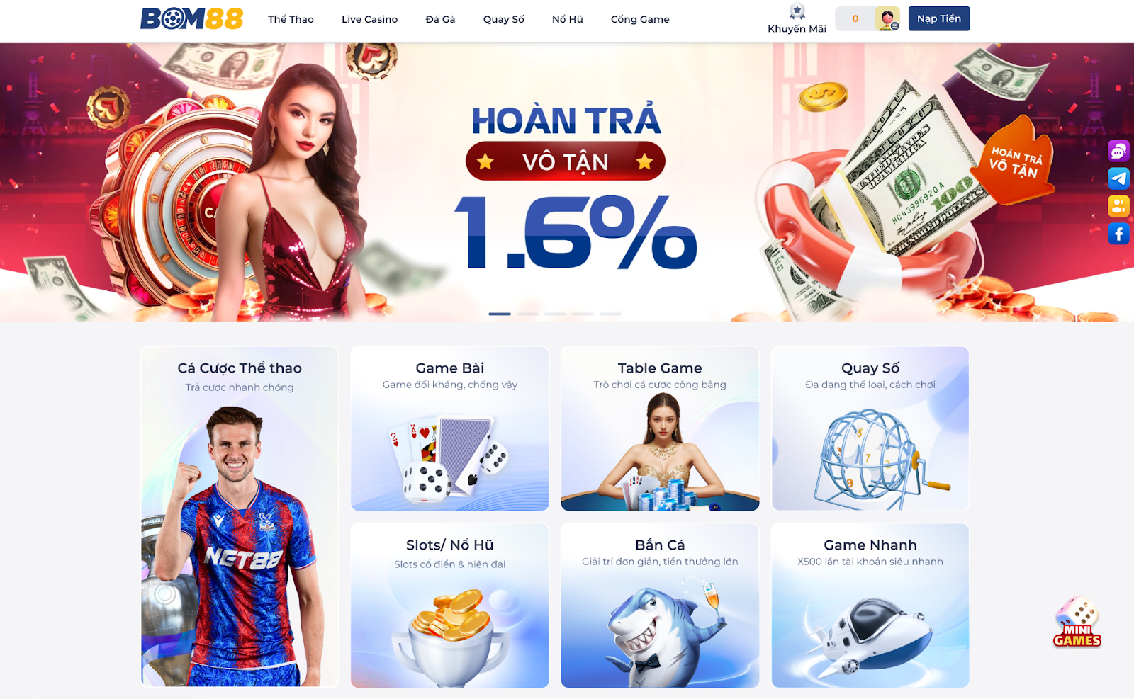 Web cá cược Thể Thao BOM88.